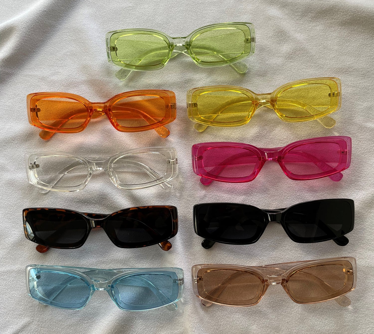 813018 candy color square sunglasses female color transparent